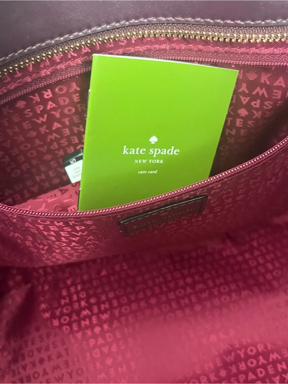 Kate Spade WKRU4766 Plum Leather Tote Bag with Wristlet Harmony